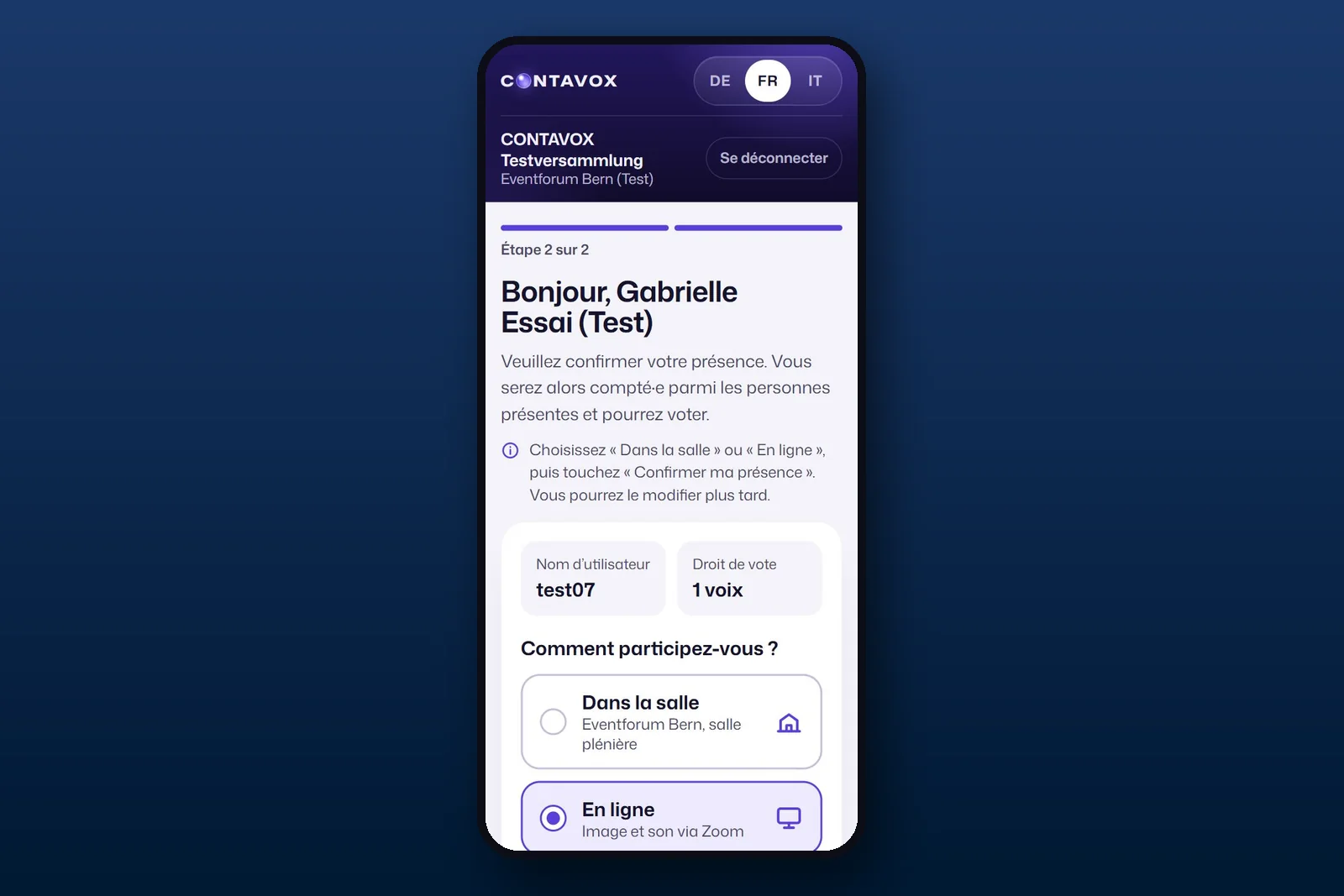 CONTAVOX sur le téléphone : s’enregistrer en salle ou en ligne