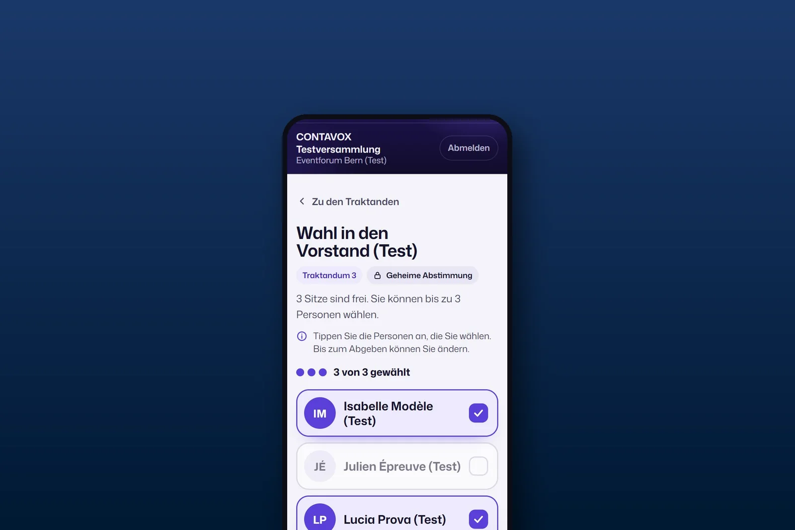 Handy mit CONTAVOX: Wahl in den Vorstand mit drei freien Sitzen