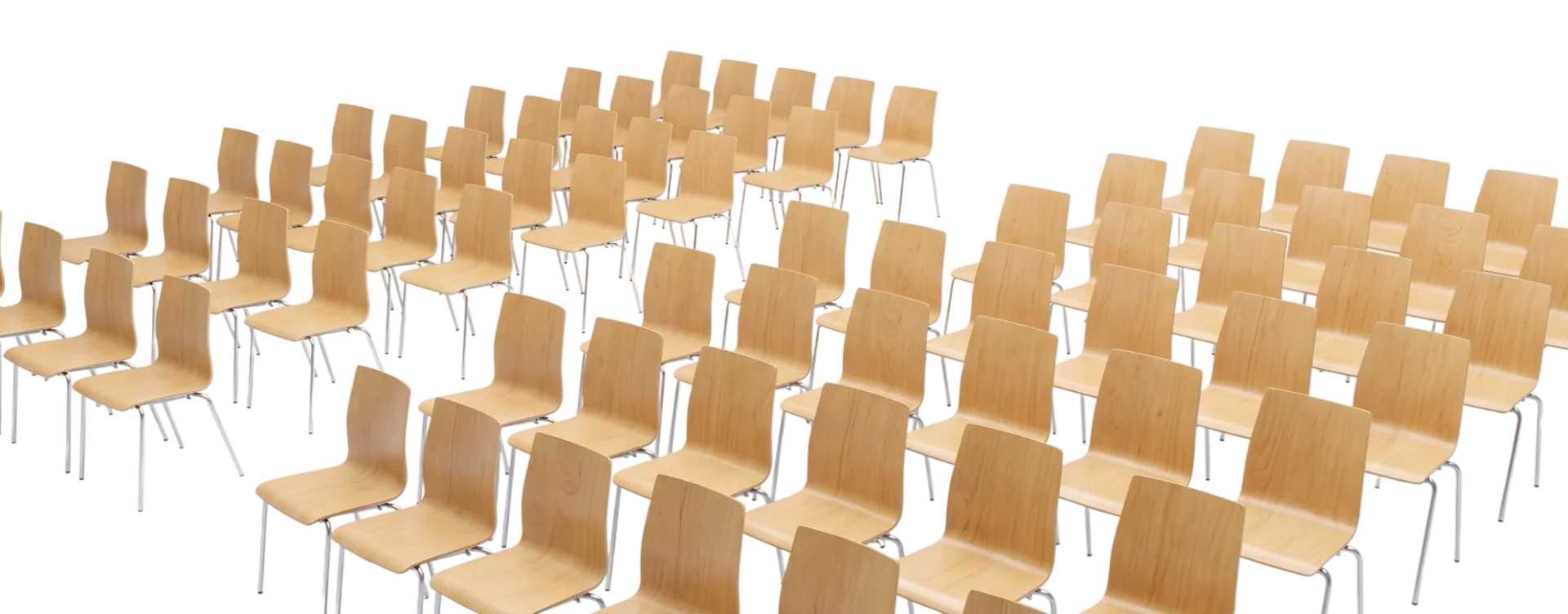 Dreidimensionale Darstellung einer Reihenbestuhlung für den Schulungsraum