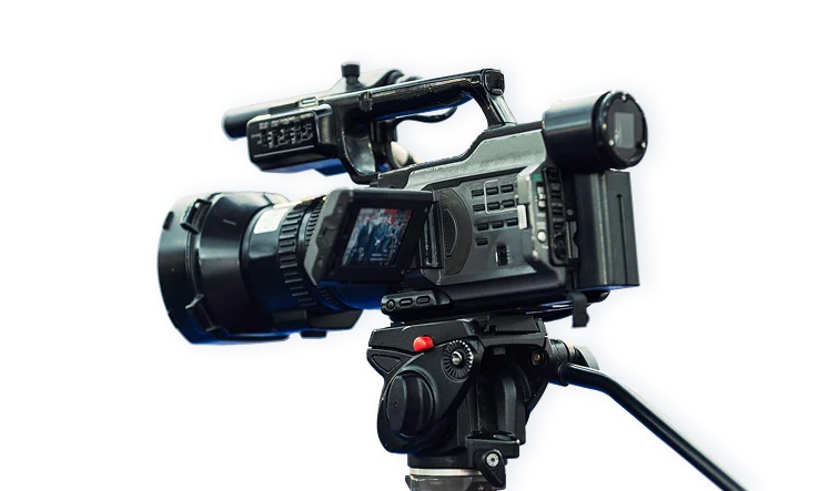 Professionelle Videokamera als Symbol für Kameraausstattung und Livestream-Produktion.